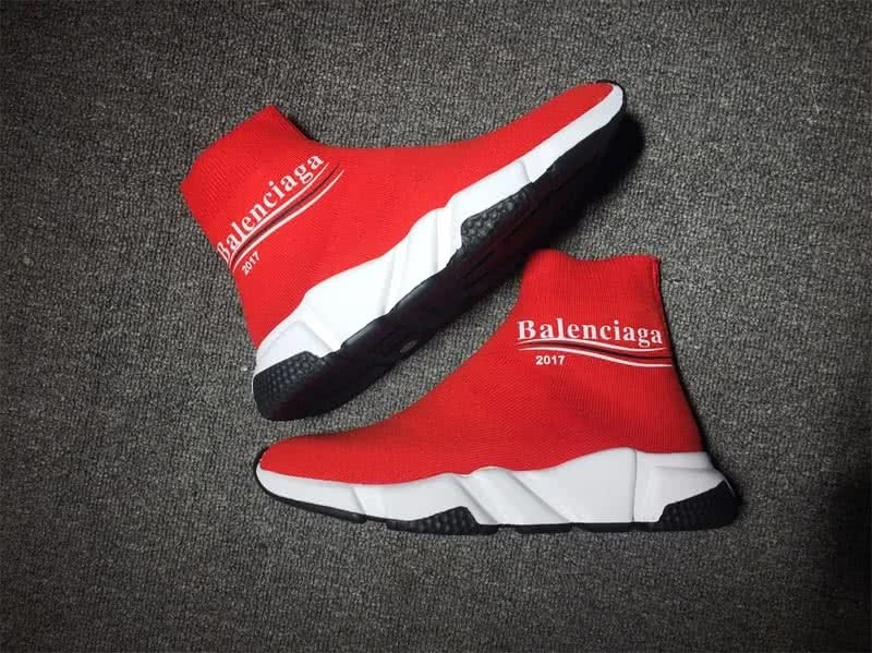 Balenciaga Speed Sock Boots Red with Logo 10