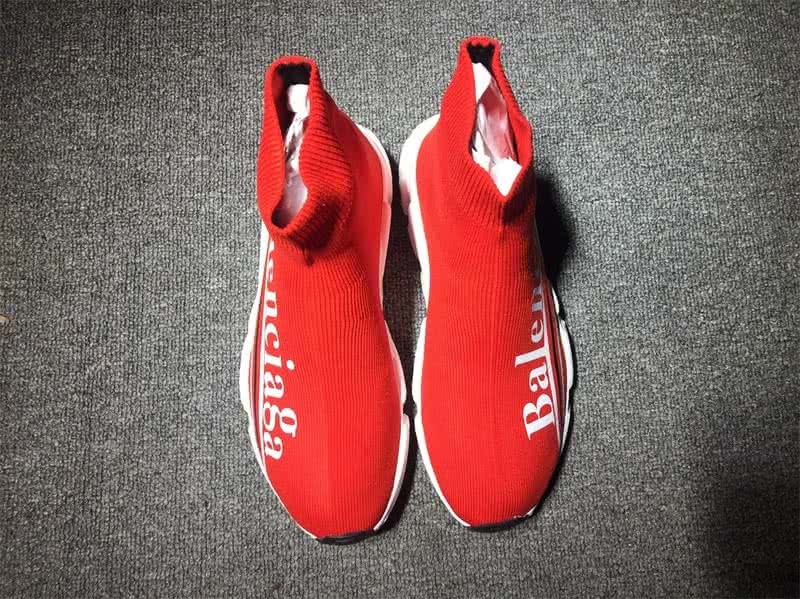 Balenciaga Speed Sock Boots Red White with Logo 3