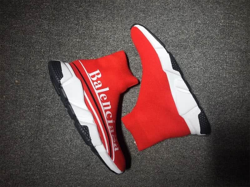 Balenciaga Speed Sock Boots Red White with Logo 5