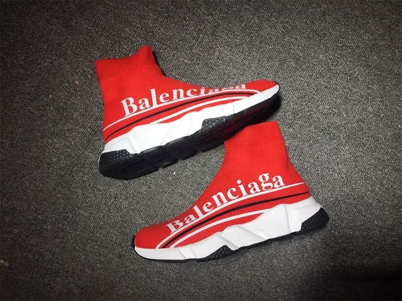 Balenciaga Speed Sock Boots Red White with Logo 8