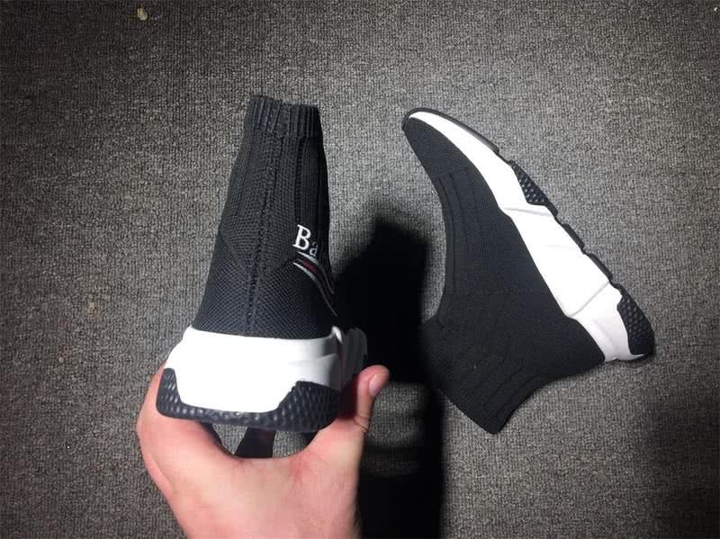 Balenciaga Speed Sock Boots Black White Logo 7
