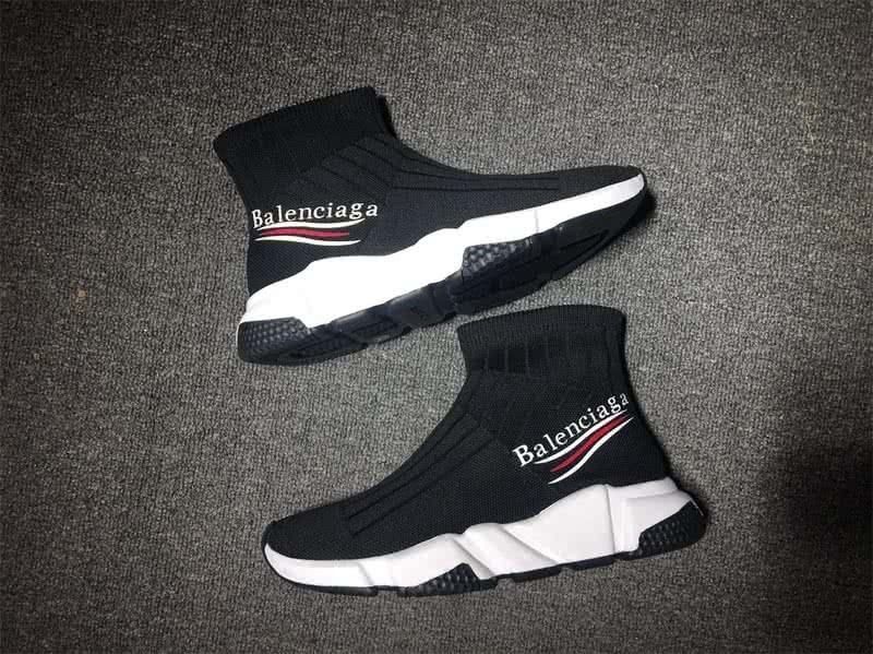 Balenciaga Speed Sock Boots Black White Logo 5