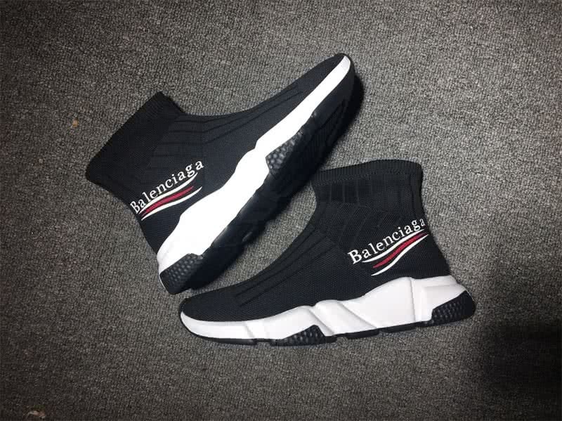 Balenciaga Speed Sock Boots Black White Logo 8