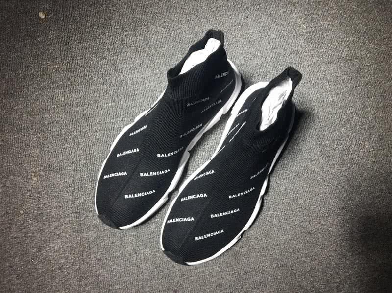 Balenciaga Speed Sock Boots Black White Print 2