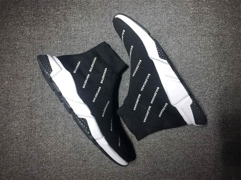 Balenciaga Speed Sock Boots Black White Print 1
