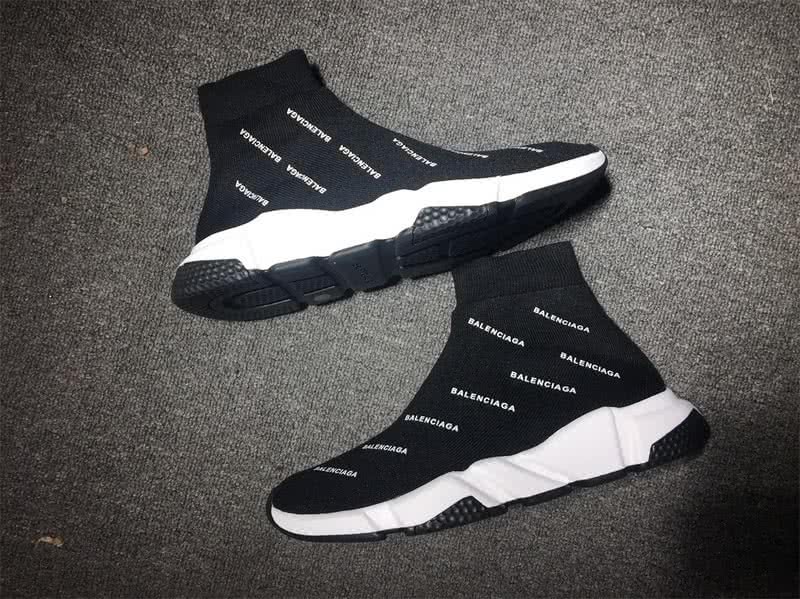 Balenciaga Speed Sock Boots Black White Print 7