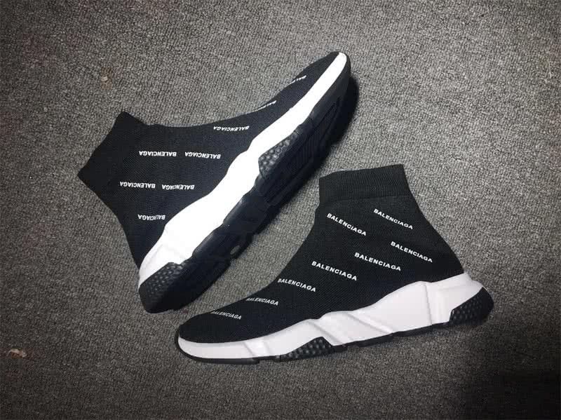Balenciaga Speed Sock Boots Black White Print 8