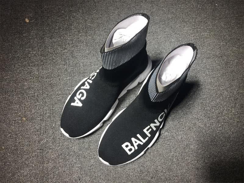 Balenciaga Speed Sock Boots Black White with Print 2