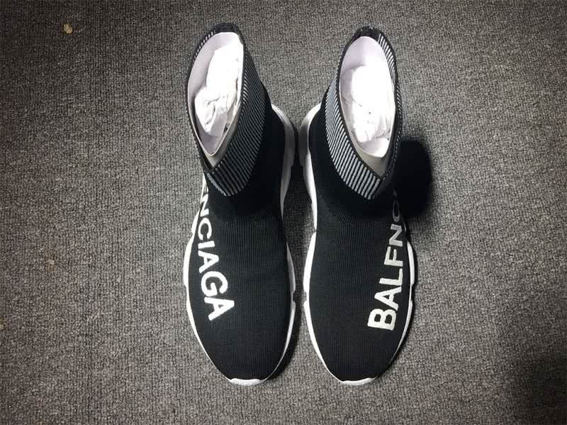 Balenciaga Speed Sock Boots Black White with Print 4