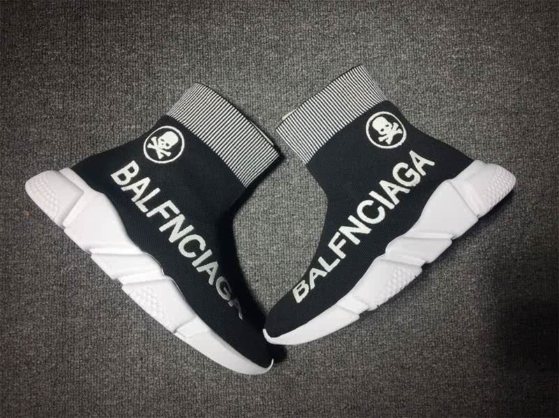 Balenciaga Speed Sock Boots Black White with Print 5