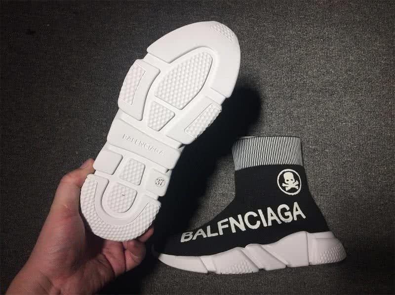 Balenciaga Speed Sock Boots Black White with Print 8