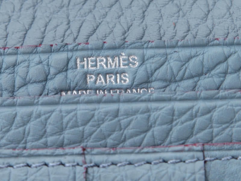 Hermes Dogon Togo Original Calfskin Bearn Japonaise Bi-Fold Wallet Light Blue 5