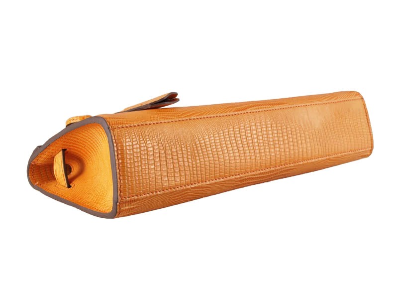 Hermes Kelly Pochette Longue Lizard Leather Orange 5