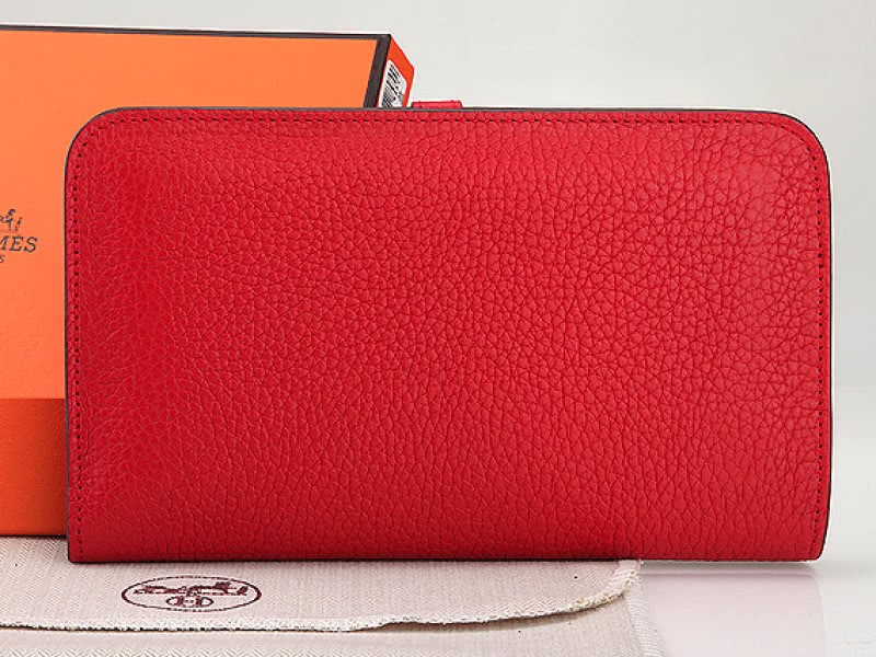 Hermes Dogon Togo Original Leather Combined Wallet Red 2