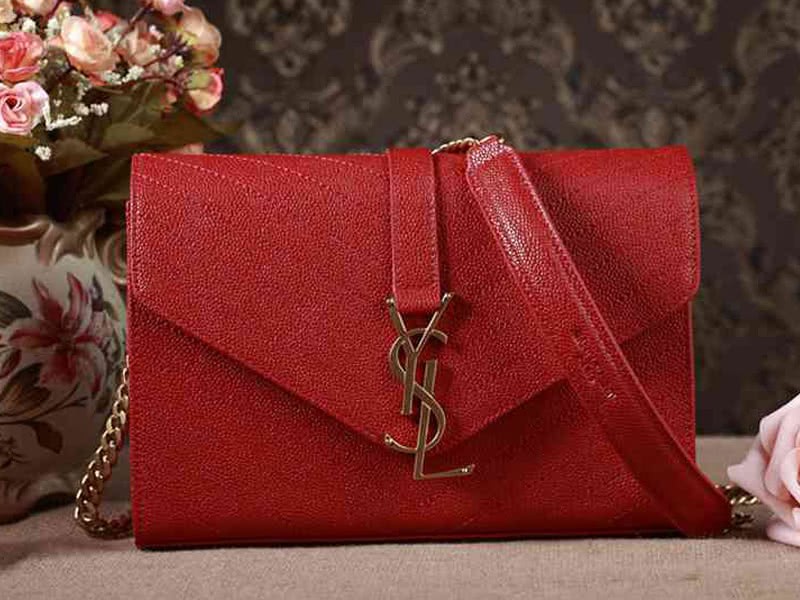 Ysl Small Monogramme Satchel Red Grain Textured Matelasse Leather 1