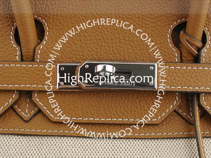 Hermes Birkin 35 Cm Toile And Togo Leather Tan 8