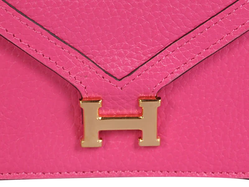 Hermes Pilot Envelope Clutch Hot Pink With Gold Hardware 7