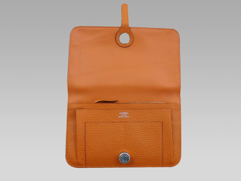 Hermes Dogon Togo Leather Wallet Purse Orange 5