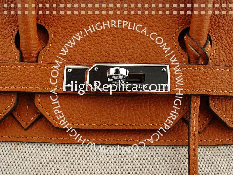 Hermes Birkin 35 Cm Toile And Togo Leather Orange 9