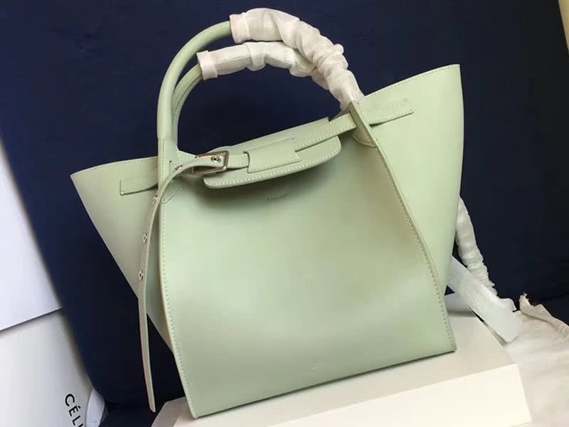Celine Small Big Bag With Long Strap In Supple Grained Calfskin Light Green 1