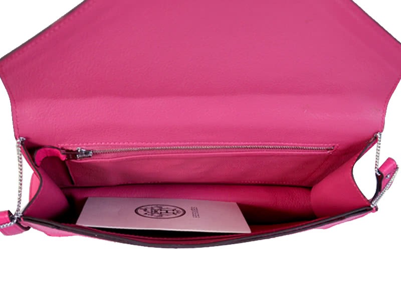 Hermes Pilot Envelope Clutch Hot Pink With Silver Hardware 12