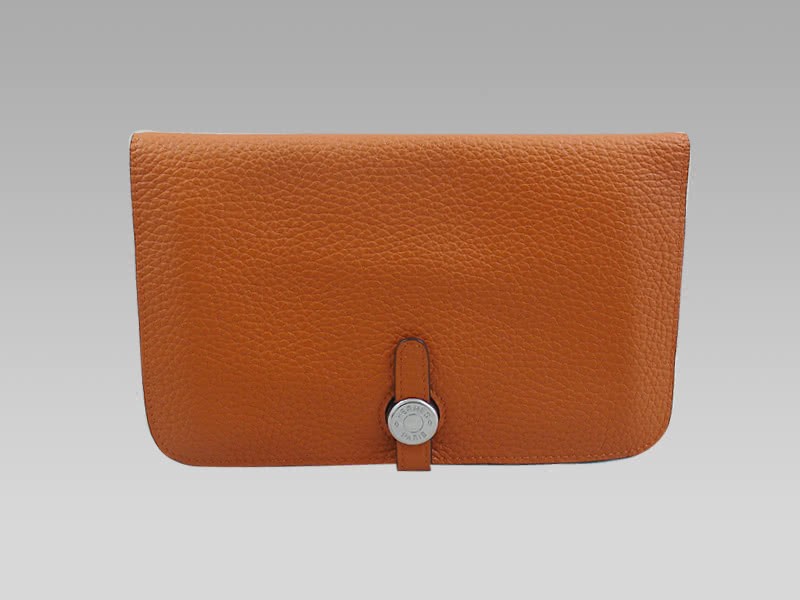 Hermes Dogon Togo Leather Wallet Purse Orange 1