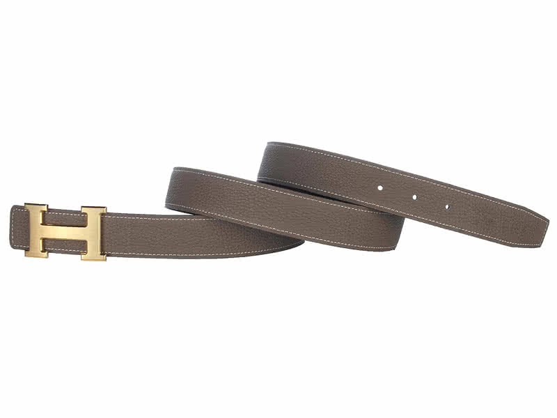 Hermes Togo Leather Belt With Gold H Buckle Khaki 3