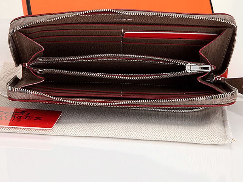 Hermes Zipper Wallet Original Epsom Calfskin Grey 3