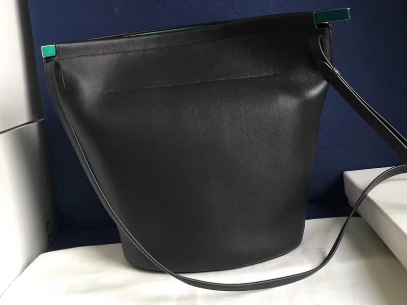 Celine Claps Calfskin Leather Bucket Bag Black 2
