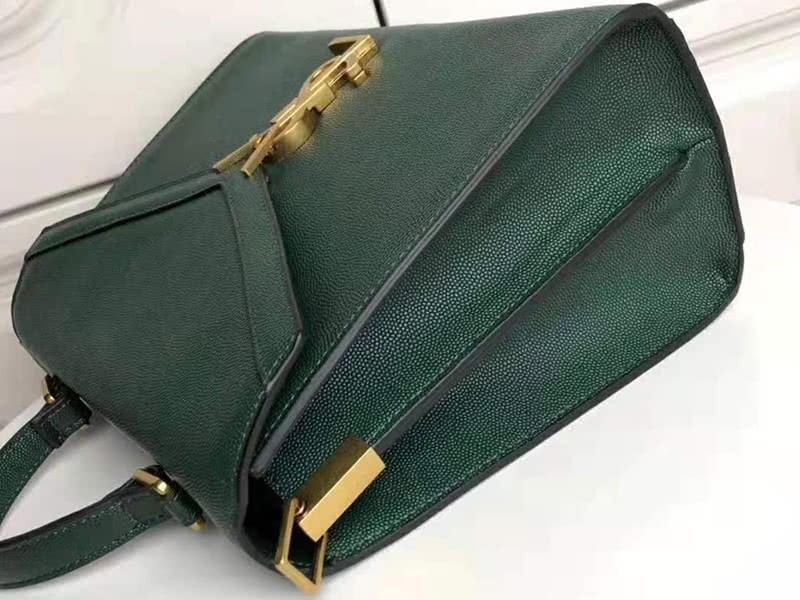 Saint Laurent Cassandra Top Handle Medium Bag In Grain Leather Green 7