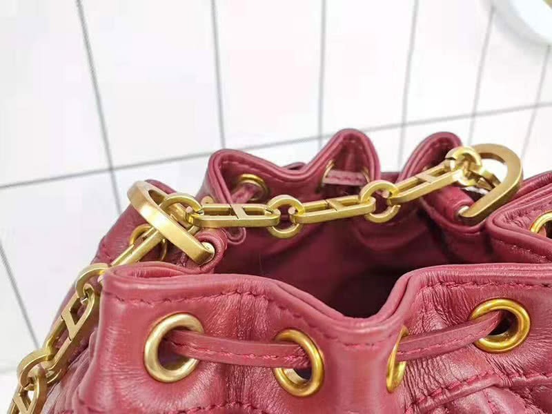 Dior Mini Miss Dior Lambskin Bucket Bag Burgundy 6