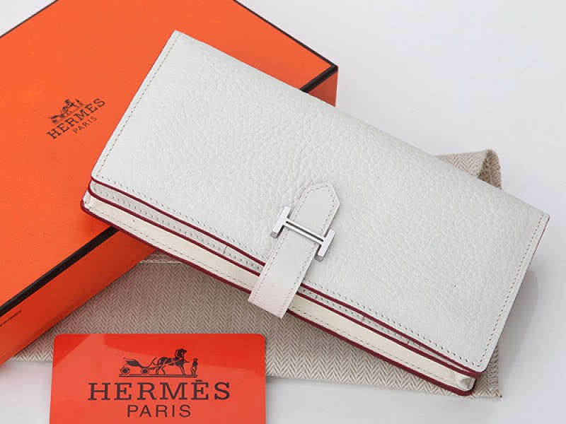 Hermes Dogon Togo Original Calfskin Bearn Japonaise Bi-Fold Wallet White 1