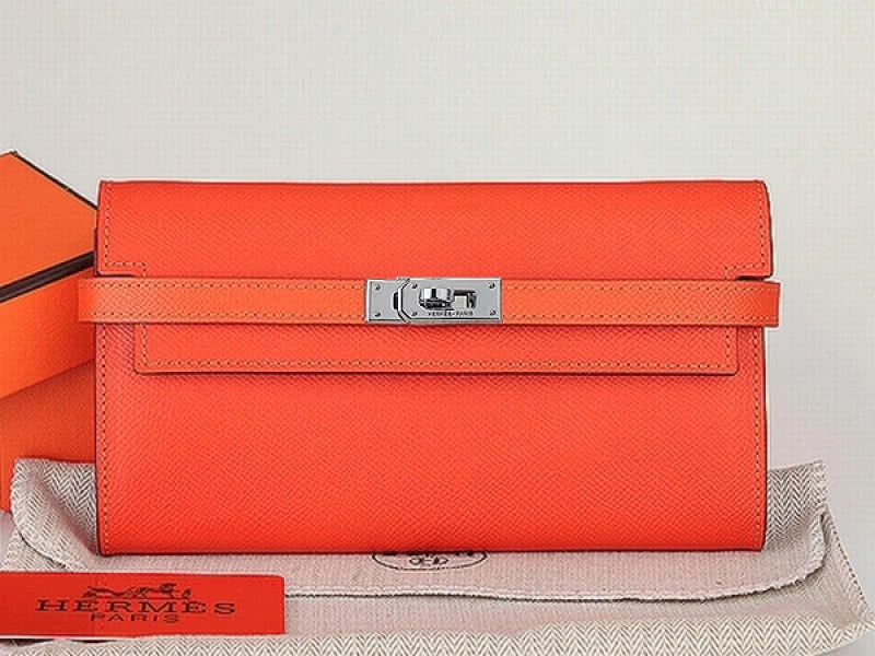 Hermes Epsom Original Calfskin Kelly Long Wallet Orange 1