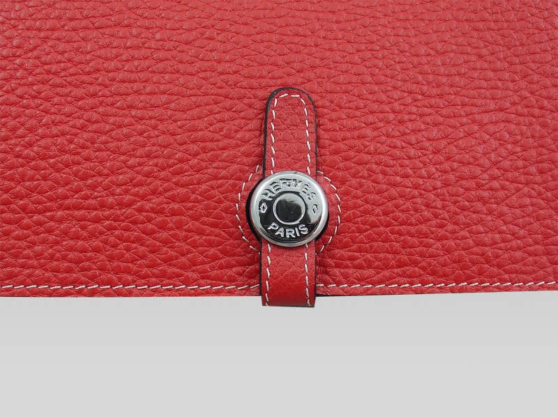 Hermes Dogon Togo Leather Wallet Purse Red 4