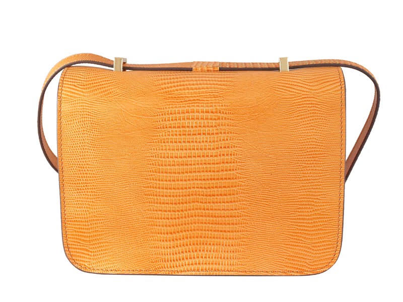 Hermes Constance 23 Single Shoulder Bag Lizard Leather Orange 4
