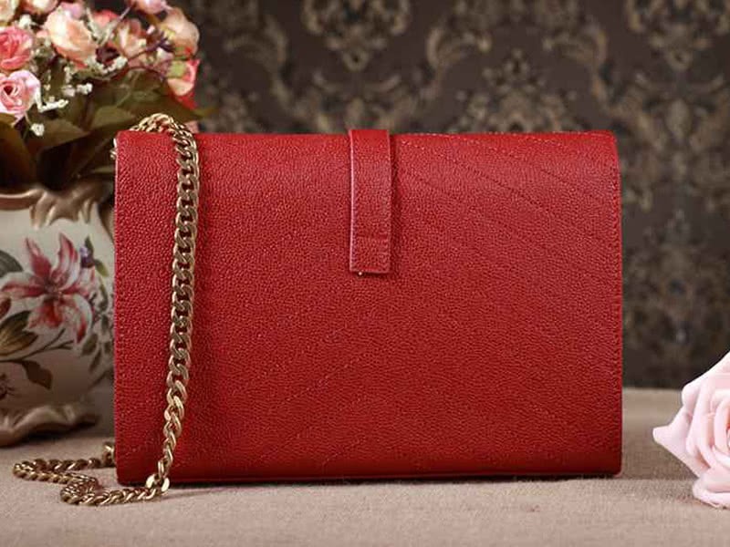 Ysl Small Monogramme Satchel Red Grain Textured Matelasse Leather 4