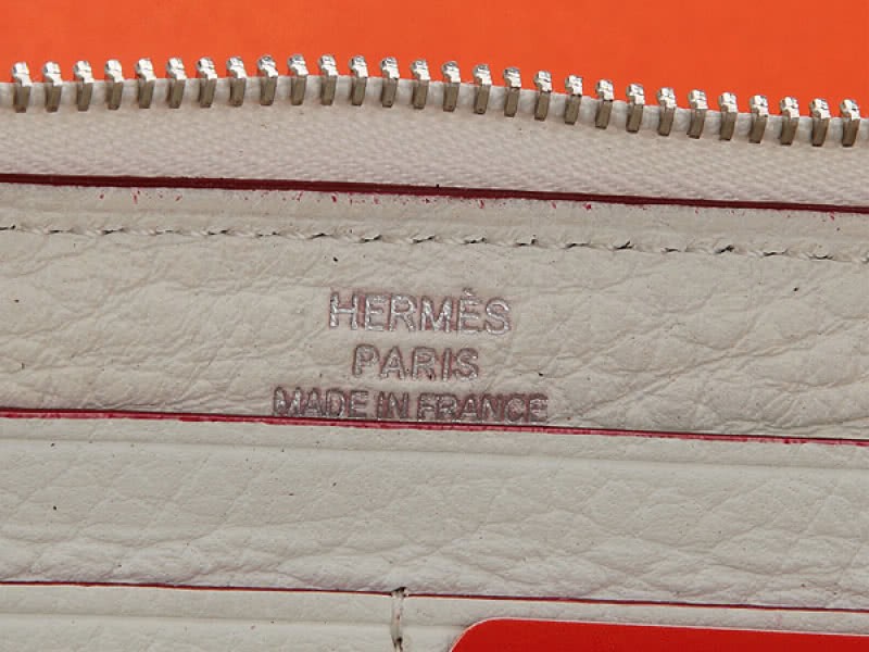 Hermes Zipper Wallet Original Leather Watermelon White 5