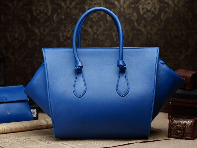 Celine Tie Nano Top Handle Bag Leather Blue 5