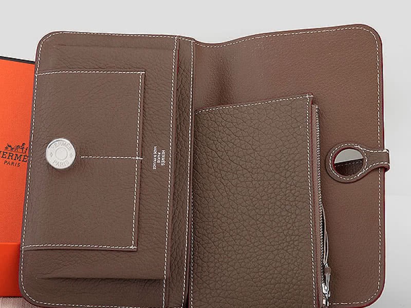 Hermes Dogon Togo Original Leather Combined Wallet Khaki 4