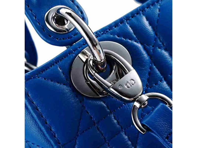 Dior Nano Leather Bag Silver Hardware Blue 5
