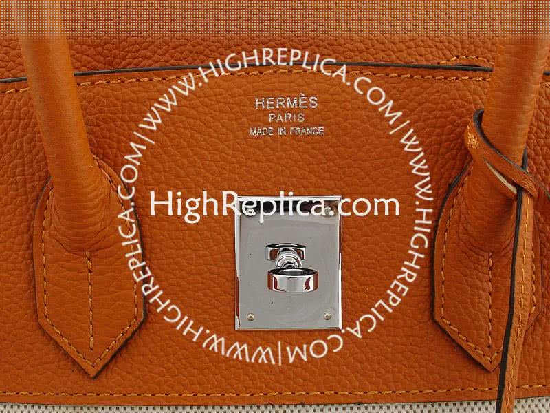 Hermes Birkin 35 Cm Toile And Togo Leather Orange 12