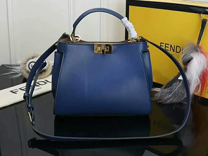Fendi Peekaboo Essential Calfskin Leather Bag Blue 1