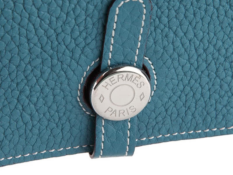 Hermes Dogon Togo Original Leather Combined Wallet Medium Blue 5