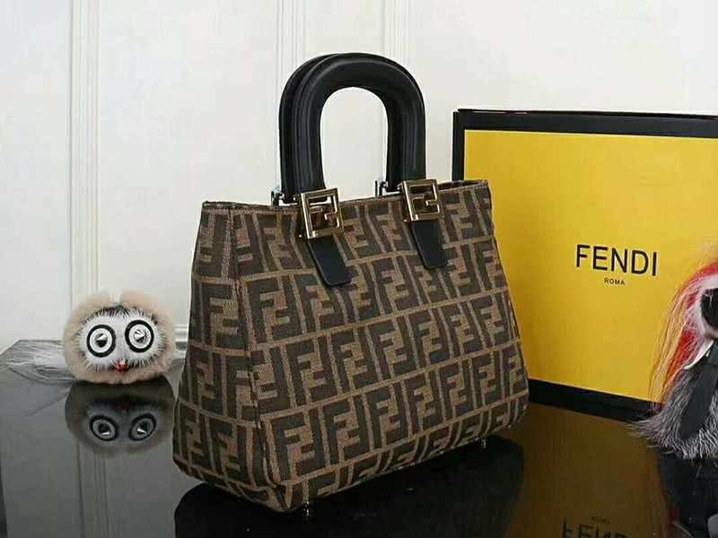 Fendi Ff Fabric Tote With Golden Hardware ff06 2