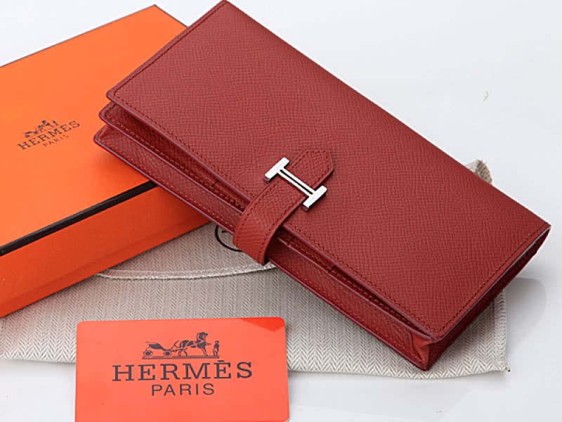 Hermes Epsom Original Calfskin Bearn Japonaise Bi-Fold Brown 1