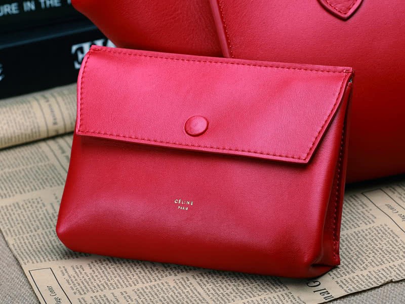 Celine Tie Nano Top Handle Bag Leather Red 13
