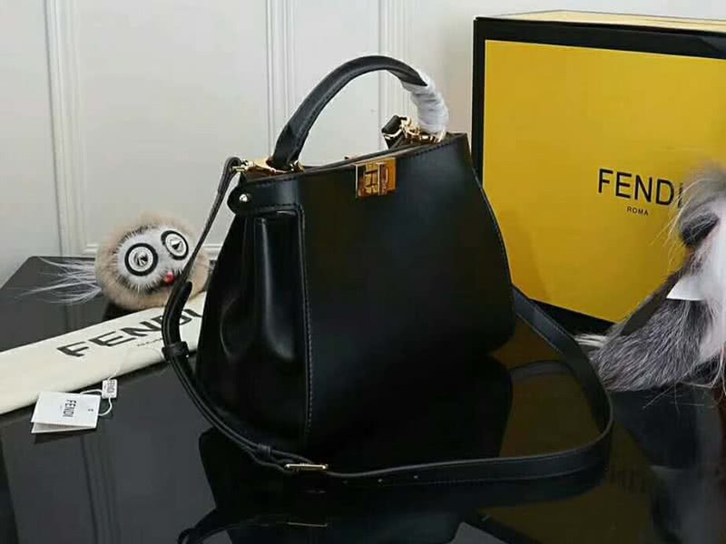 Fendi Peekaboo Essential Calfskin Leather Bag Black 3