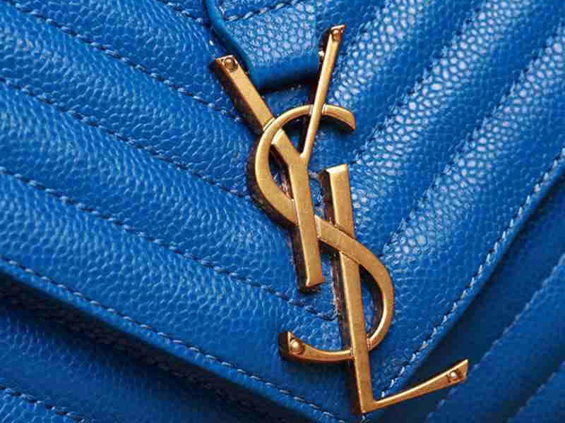 Ysl  Medium Monogramme Satchel  Blue Grain  Poudre Textured Matelasse Leather 5