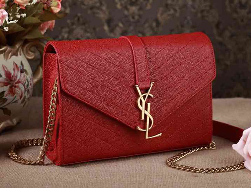 Ysl Small Monogramme Satchel Red Grain Textured Matelasse Leather 2