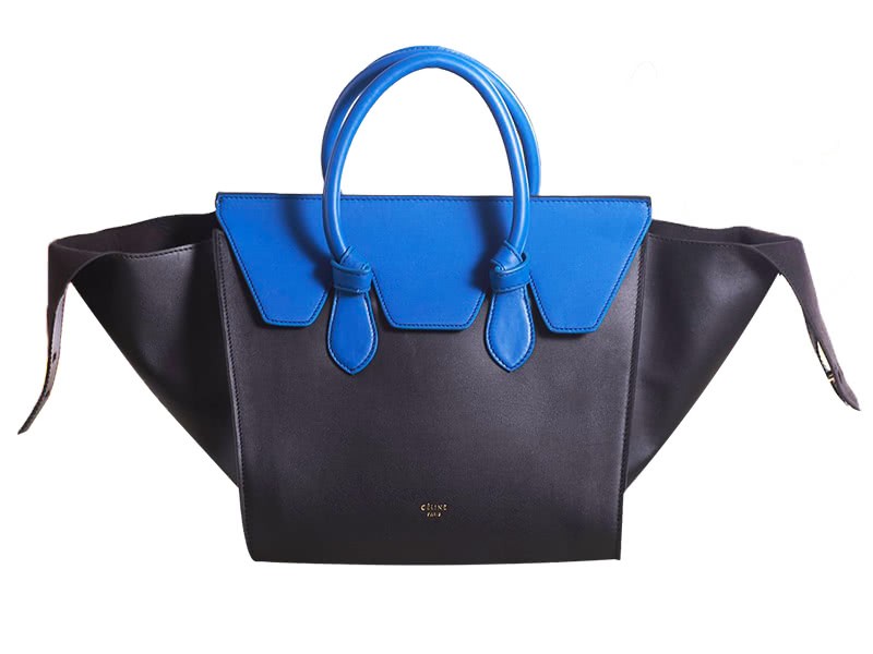 Celine Tie Bag Original Leather Black With Blue 1